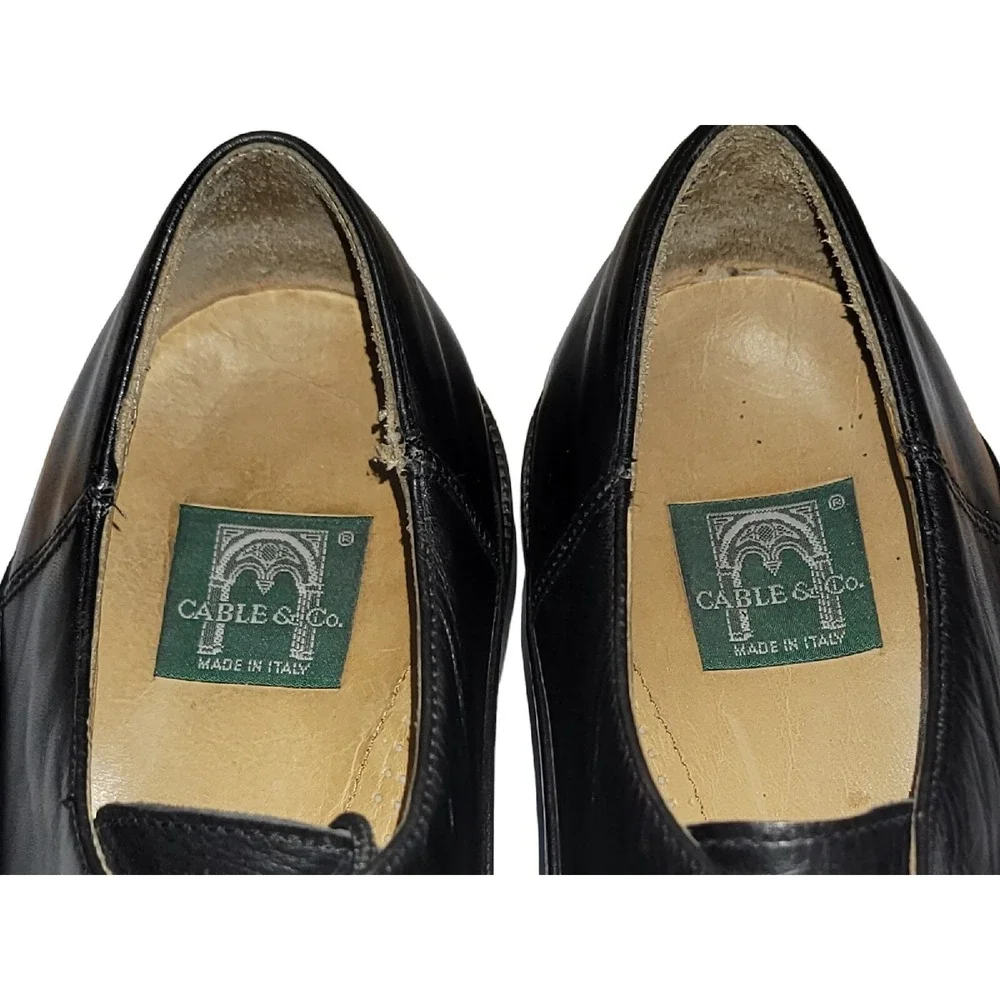 Cable‎ & Co Men's Sz 12 E Black Dress Shoes Italian Leather Oxford Made in Italy
